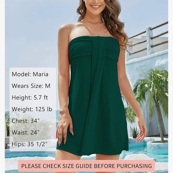 🔥3/$42 w FREE SHIPPING🔥 NWT- Turquois Dress Strapless Dress-Beach - Picture 5 of 6
